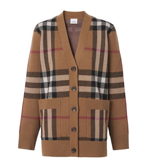 cashmere burberry cardigan|burberry check wool cardigan.